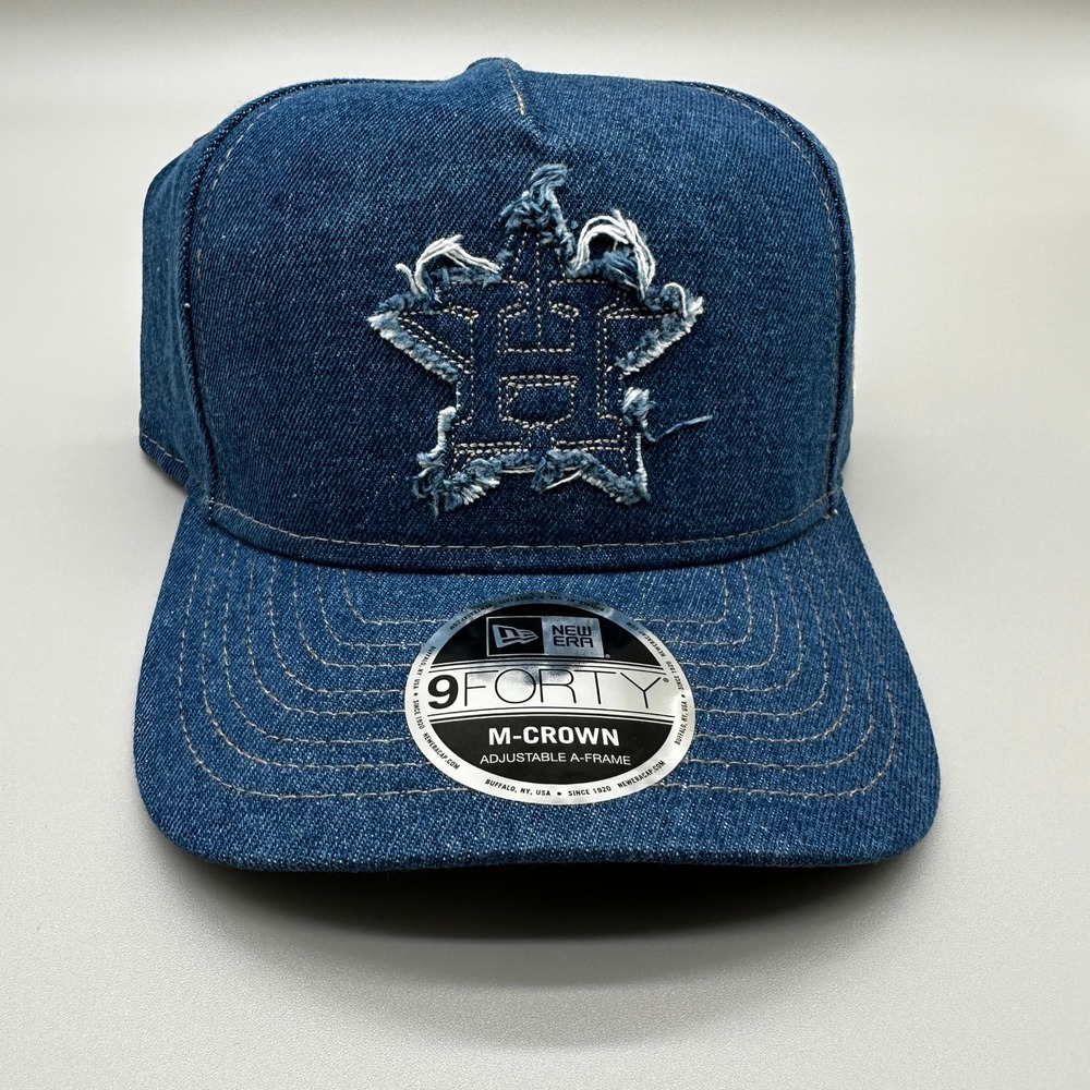 Houston Astros A-Frame M-Crown New Era 9FORTY Hat Mens Snapback Blue Denim NEW